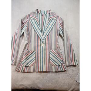 ZIO Designed By YoungJA Striped Jacket Size Small Business Cream,pink,blue,green